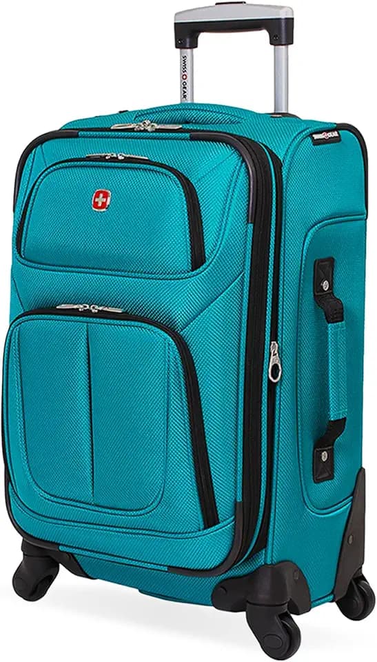 SwissGear Sion Carry-On Spinner Luggage, Softside Expandable, Lightweight Suitcase, Teal, 22.75-Inch