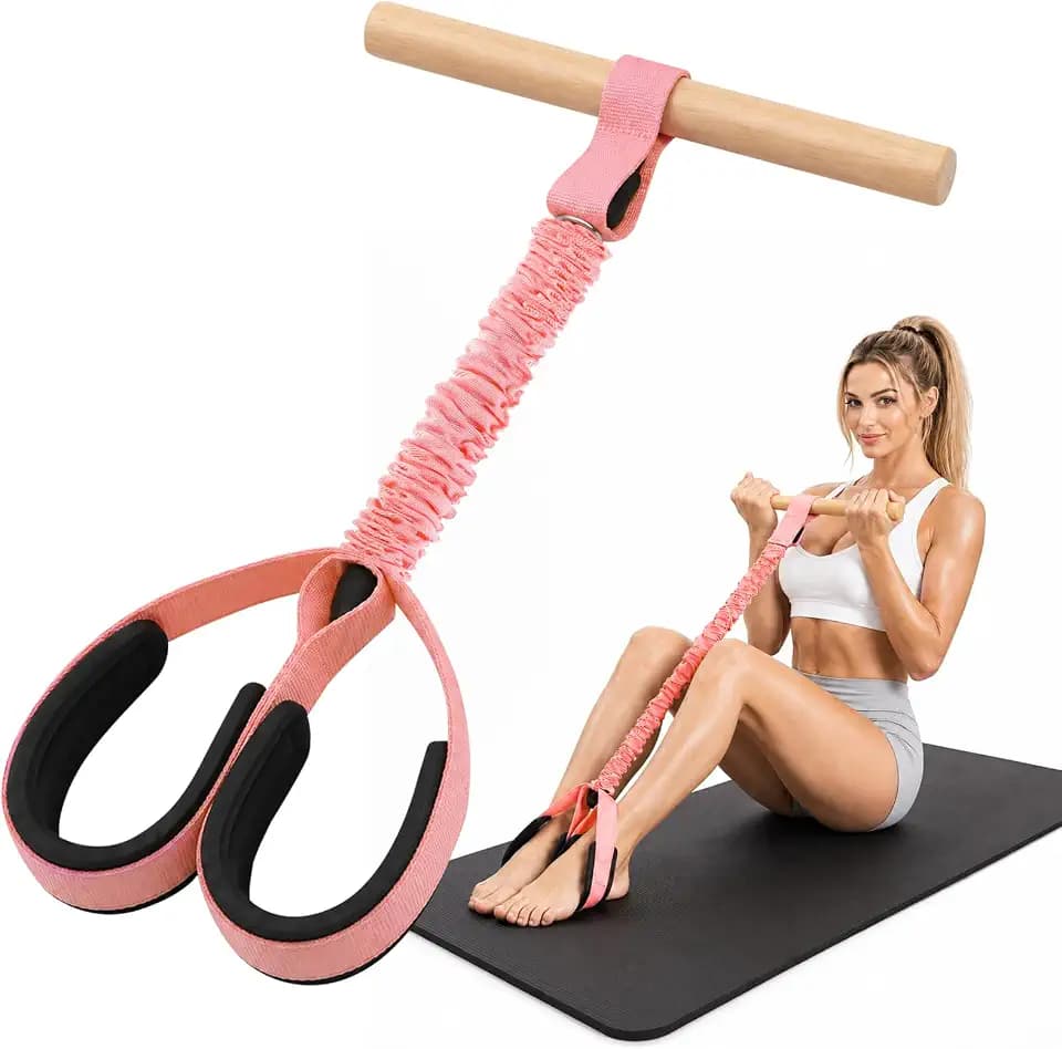 Foot Pedal Resistance Band with Wooden Handles