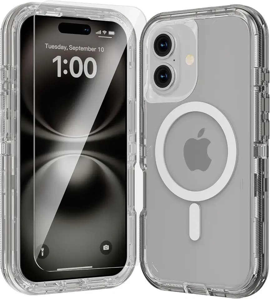 Magnetic for iPhone 16 Case, Screen Protector, Gray