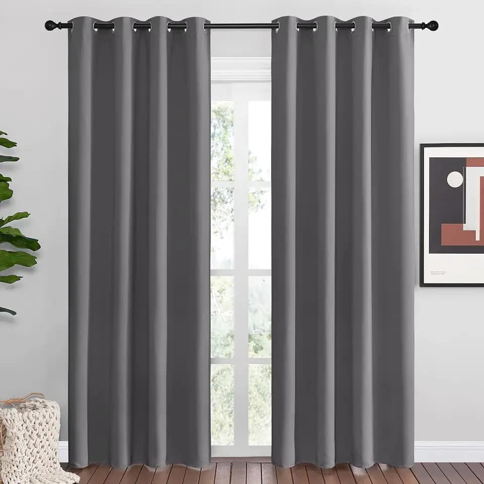 NICETOWN Gray Blackout Curtains for Bedroom 55" Wide x 86" Long 2 Panels