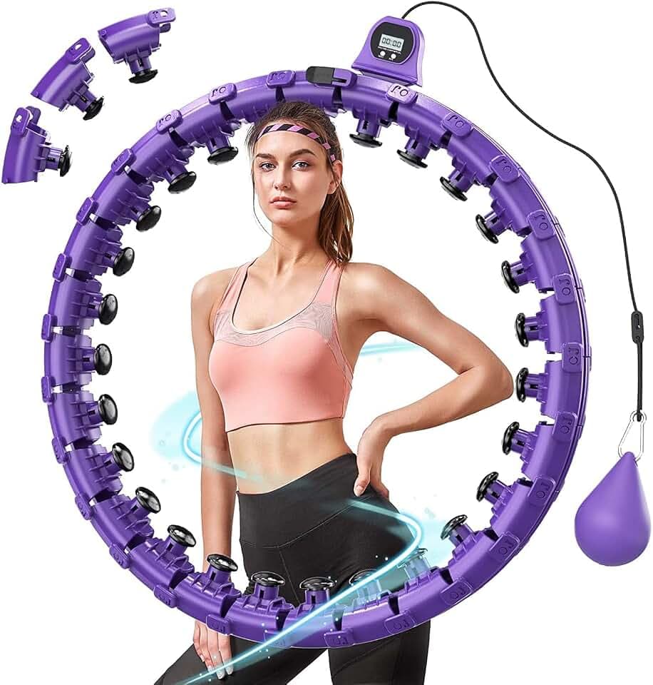 Smart Hula-Fitnessreifen Hoop für Erwachsene,Intelligente Gewichteter Fitness Reifen Plus Größe mit 27 Abnehmbaren Knoten für Frauen und Männer, für Zuhause Fettverbrennende Workout