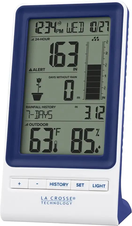 La Crosse Technology 724-1415BL Wireless Rain Station with Temperature and Humidity
