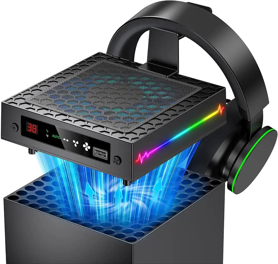 [LED Display] Auto Cooling Fan for Xbox Series X with 9 RGB Light Modes