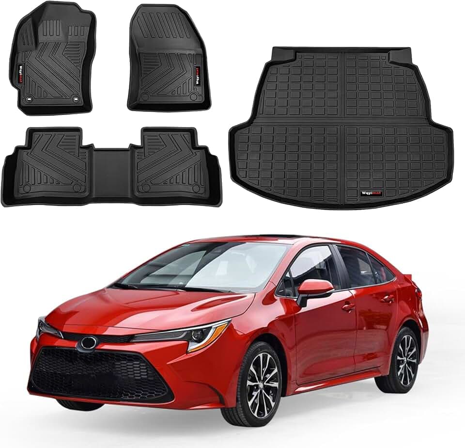 Auto Fußmatten für 2020-2024 Toyota Corolla Fußmatten und Cargo Liner Allwetter Gummi Set (2020-2024 Toyota Corolla Fußmatten + Cargo Liner)
