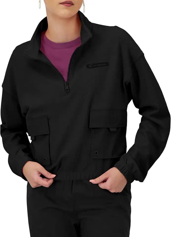 Champion Women's Jacket, Campus, Pique 1/4 Zip Pullover, Jacket With Pockets for Women