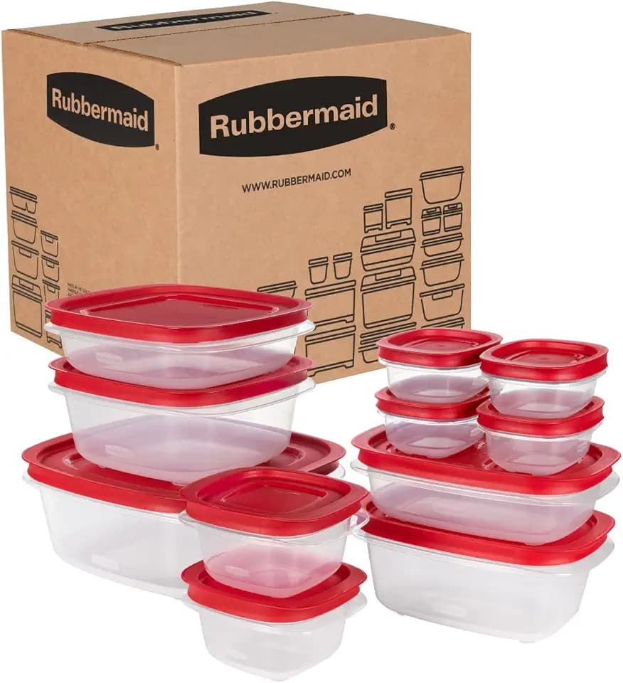 Rubbermaid EasyStore Rectangle and Square Containers, 22-Piece Set, Food Storage Containers with Lids