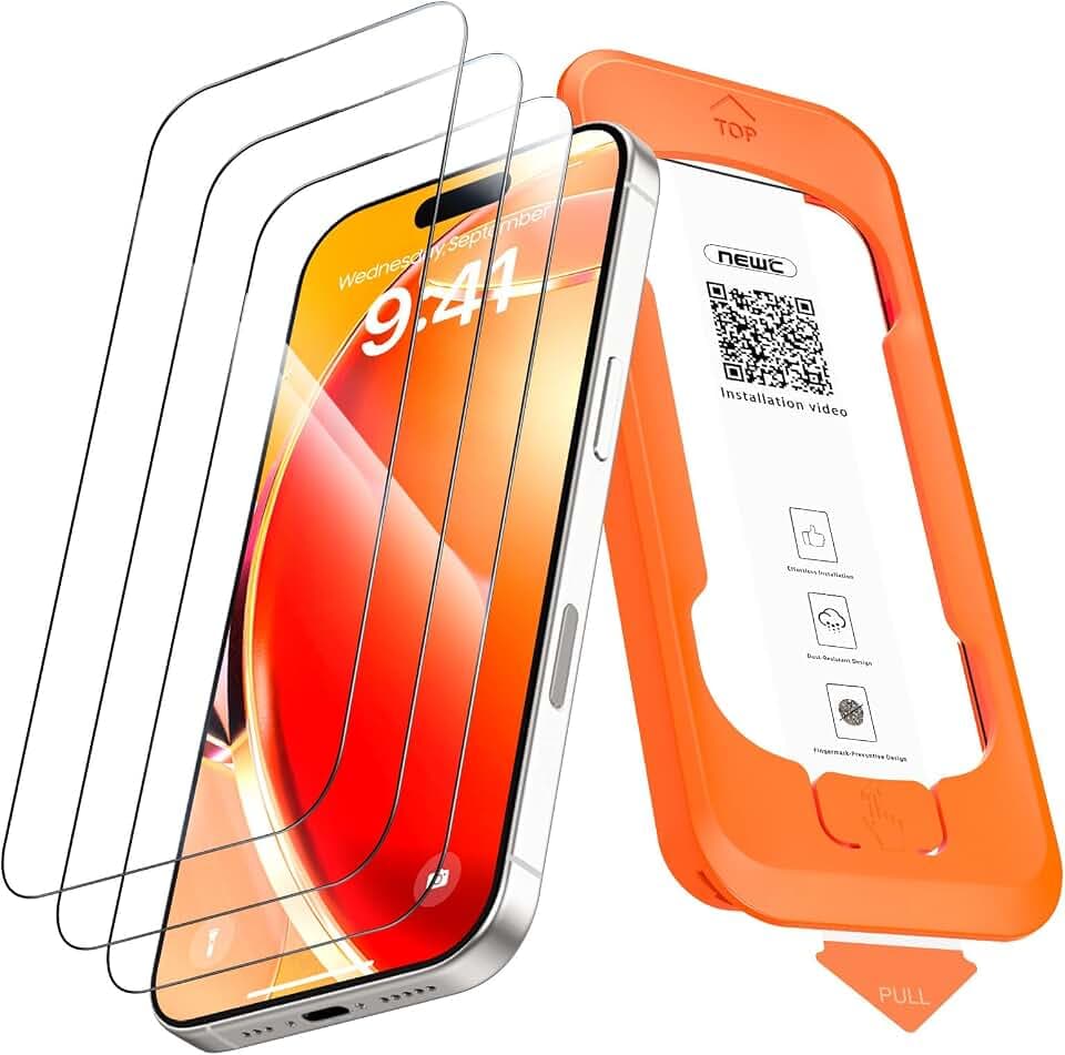 NEW'C Schutzfolie für iPhone 17/17 Pro/16 Pro für Panzerglas