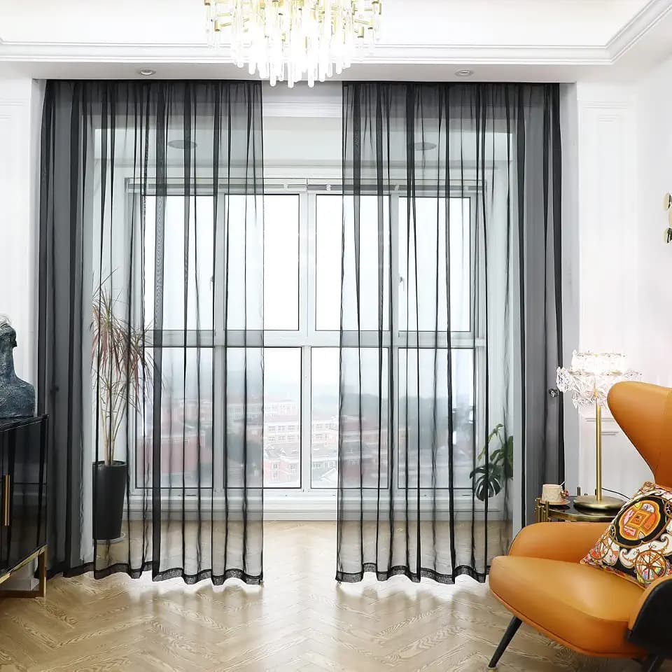 Black Sheer Curtains 130 Inches Length 2 Panels Set Window Sheer Curtains Basic Rod Pocket for Bedroom Children Living Room Yard Kitchen