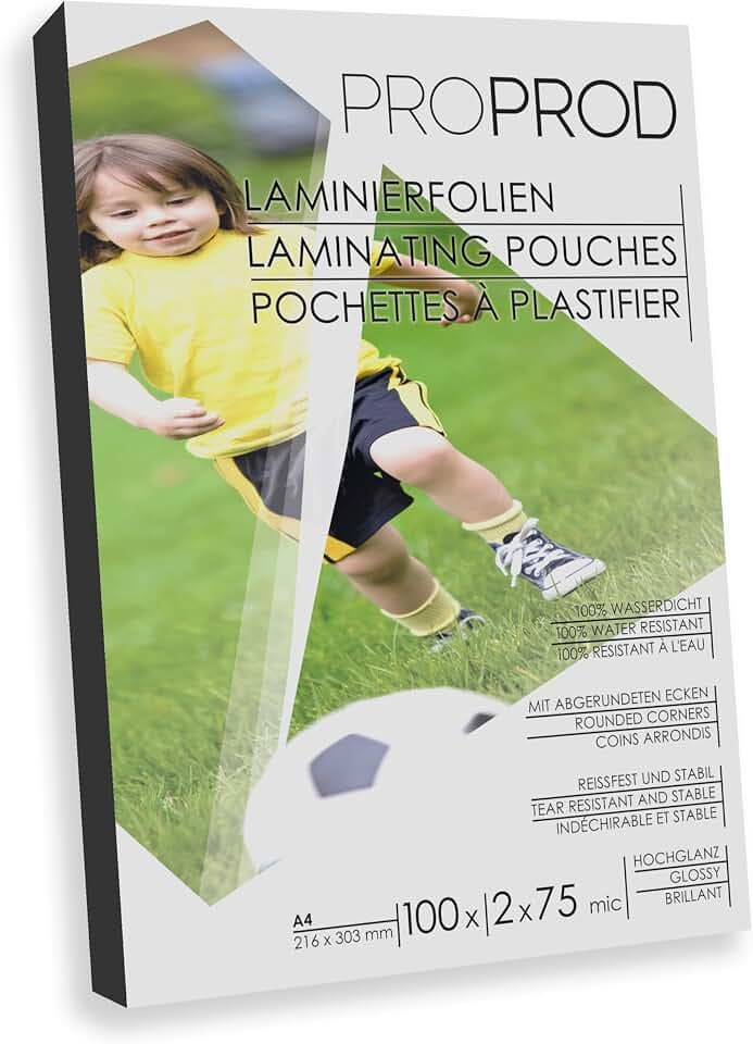 Premium Laminierfolien, 100 Stück, A4, 2 x 75 Mikrometer, hochglanz