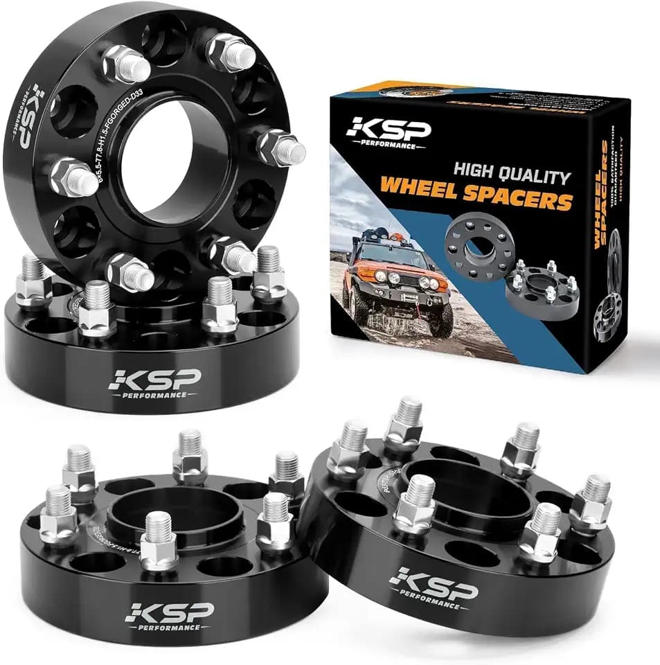 KSP 6x5.5 Wheel Spacers for Ram 1500 2019-2026, 1.5inch 6x139.7 Hubcentric Tire Spacer with 77.8mm Hub Bore M14x1.5 Lug Studs Fit Jeep Grand Wagoneer 2021-2026, 4pcs Forged Spacer for 6-Lug Truck