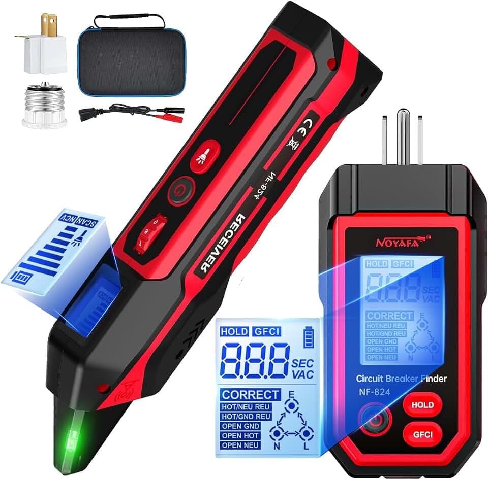 NOYAFA Circuit Breaker Finder with LCD Display & GFCI Outlet Tester