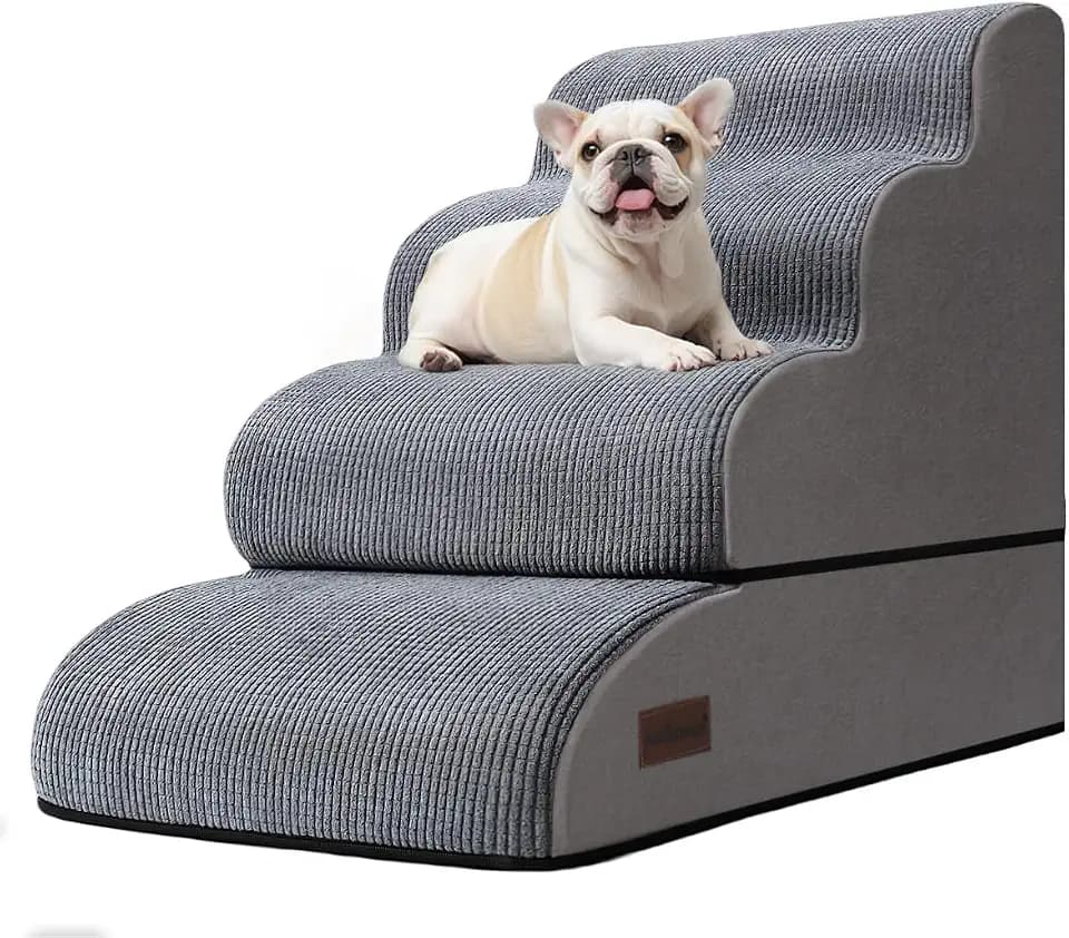 4-Step Dog Stairs and Ramp for Beds or Couch, Pet Steps for Dogs and Cats
