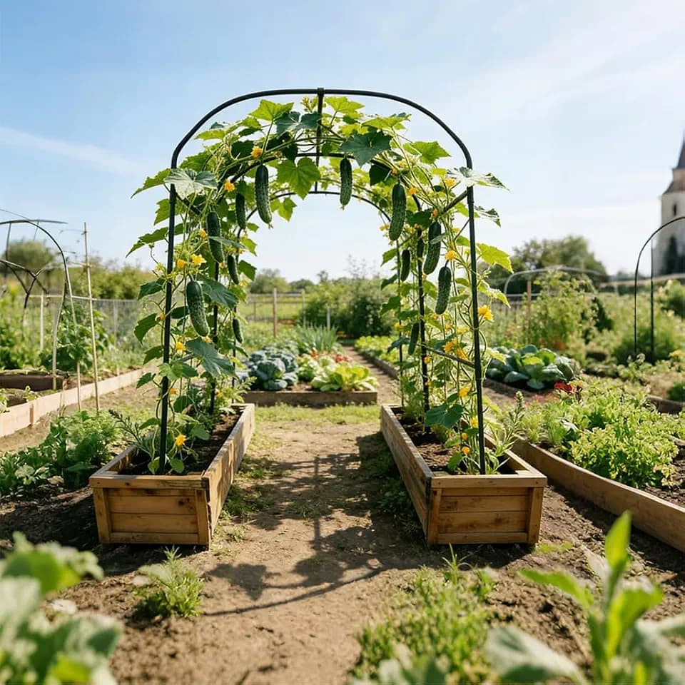 Tall Garden Arch Trellis for Climbing Plants Outdoor,7 ft Arbor Large Arch Tunnel Trellis, Metal Cucumber Trellis, Plant Support Archway Garden Trellis for Vegetables Yard (71.2''L*47.2W*83.1''H)