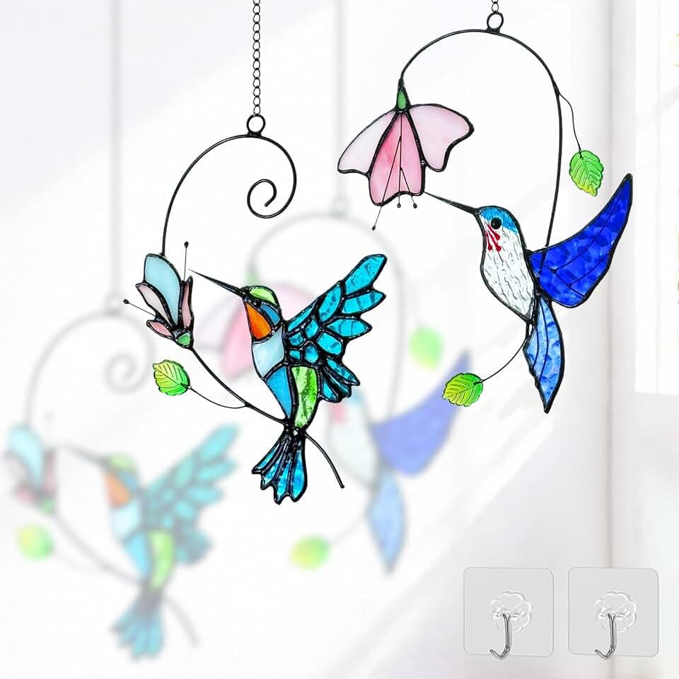Royxen Sun Catcher 2 Pcs, Stained Glass Window Hanging, Grandma Birthday Gifts, Wife Birthday Gift, Mothers Birthday Gifts