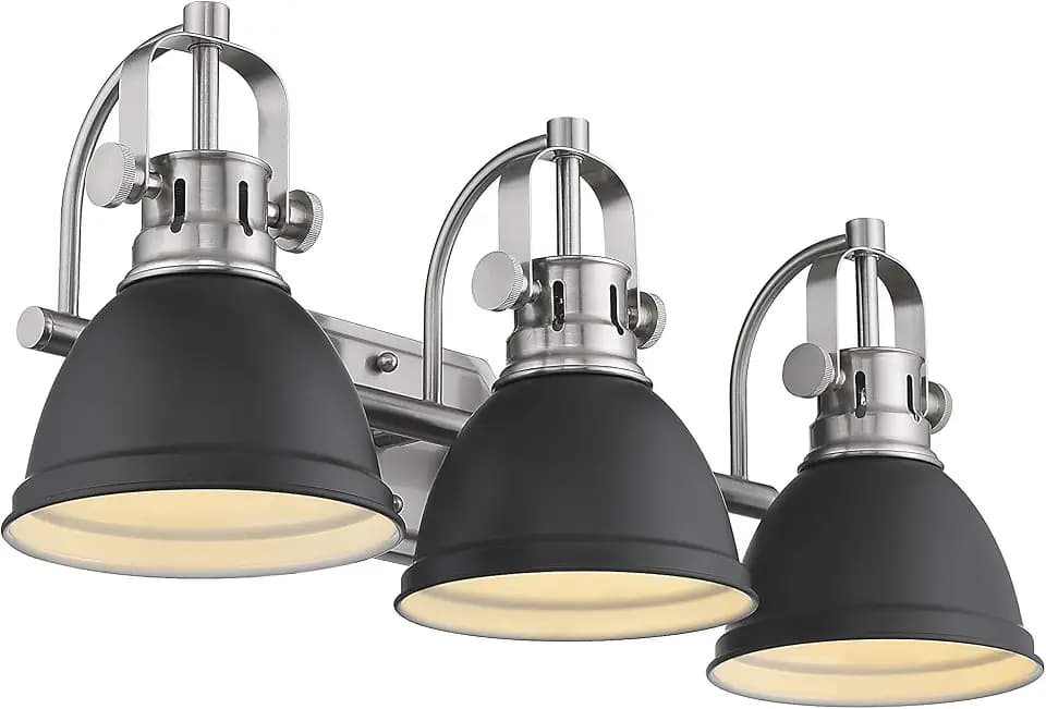 Emliviar 3-Light Bathroom Vanity Light Fixture, Black Finish with Metal Shade, 4054H-A