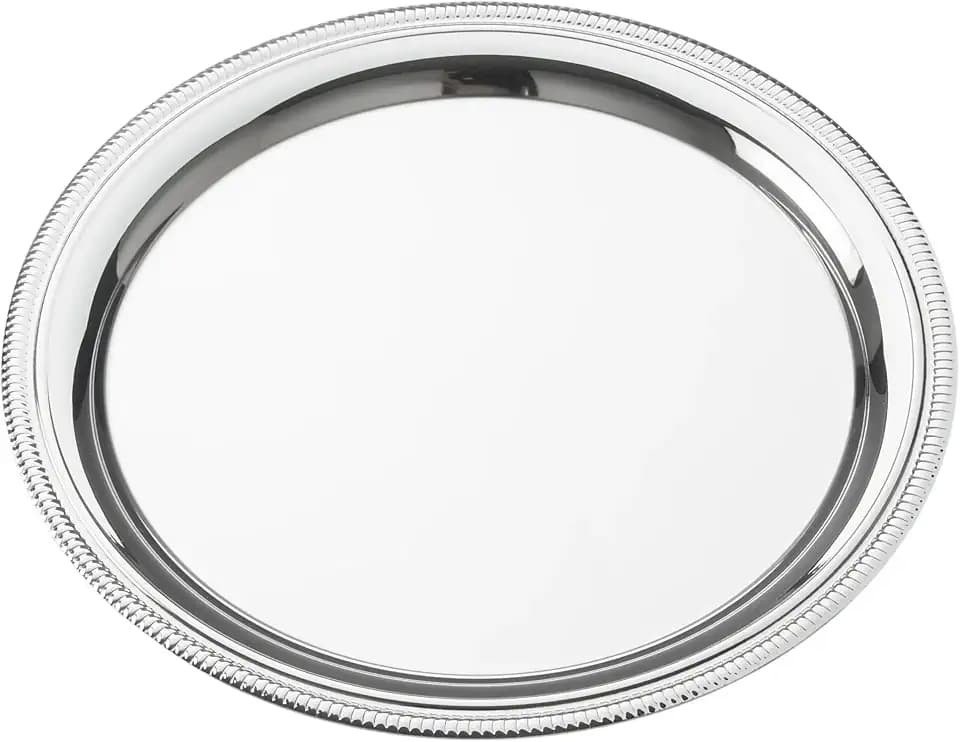 American Metalcraft SST10 Stainless Steel Serving Tray - Commercial Grade Brushed Satin Finish Deep-Lipped Round Tray, 10" Silver