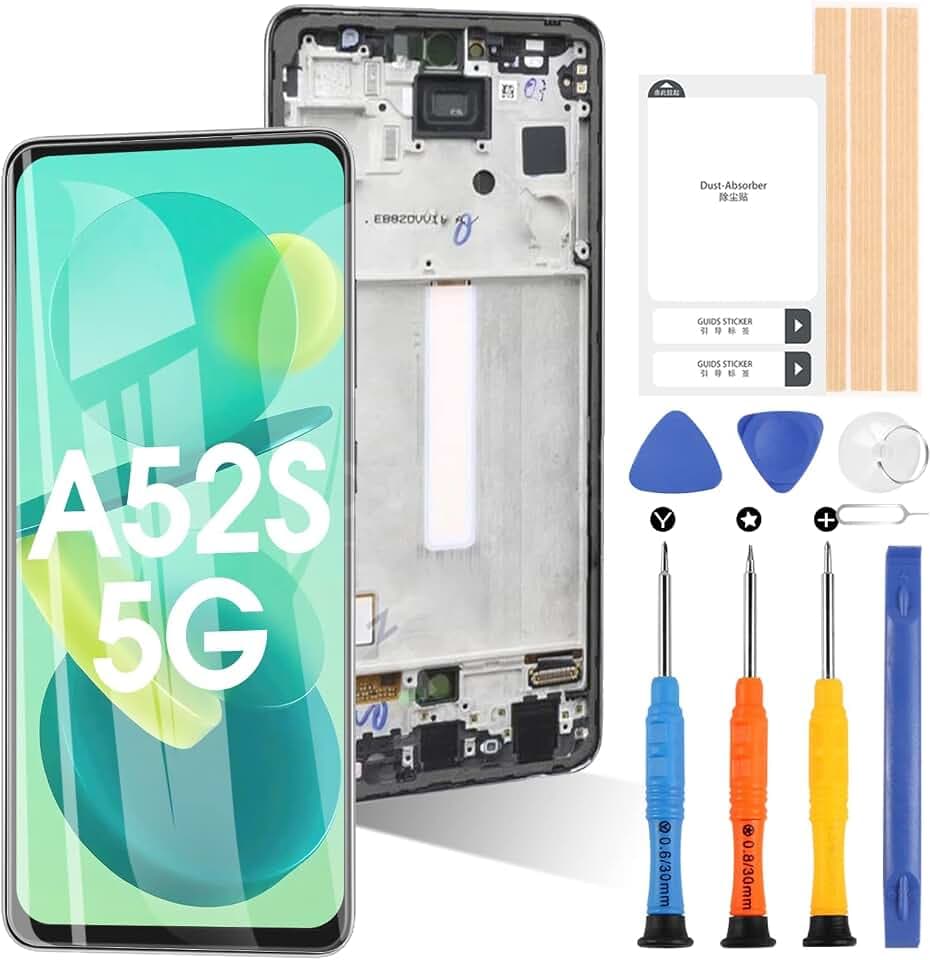 ARSSLY Bildschirm für Samsung Galaxy A52s 5G SM-A528B SM-A528B/DS LCD Display Touch Digitizer Glas Assembly Ersatz mit Werkzeugen (Schwarz mit Rahmen)