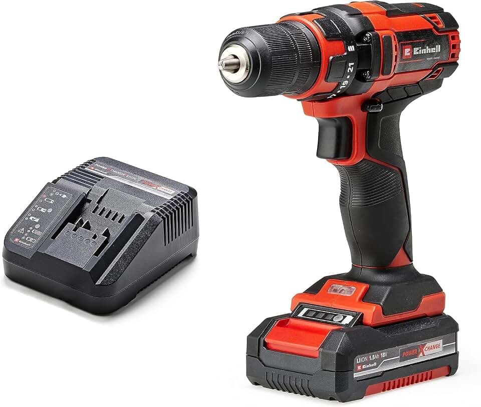 Einhell Akku-Bohrschrauber TC-CD 18/35 Li (1x1,5 Ah) | PXC | 18 V | 35 Nm | 10-mm-Bohrfutter | 1-Gang | 21+1 Drehmomentstufen | LED-Licht | 1,5 Ah Akku & Ladegerät