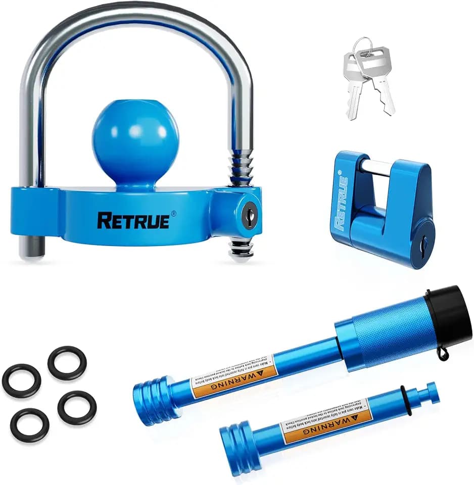 RETRUE Keyed Alike Trailer Hitch Lock Set, Anti Theft Lock Kit, Blue
