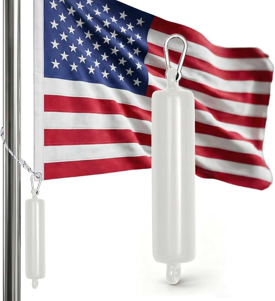 3 LB Flag Weights for Bottom of Flag - Heavy Duty Silent Flag Pole Counterweight to Keep Flags Straight in Wind | Outdoor 48 Oz Double Eye Bolt Banner Weight with Carabiner