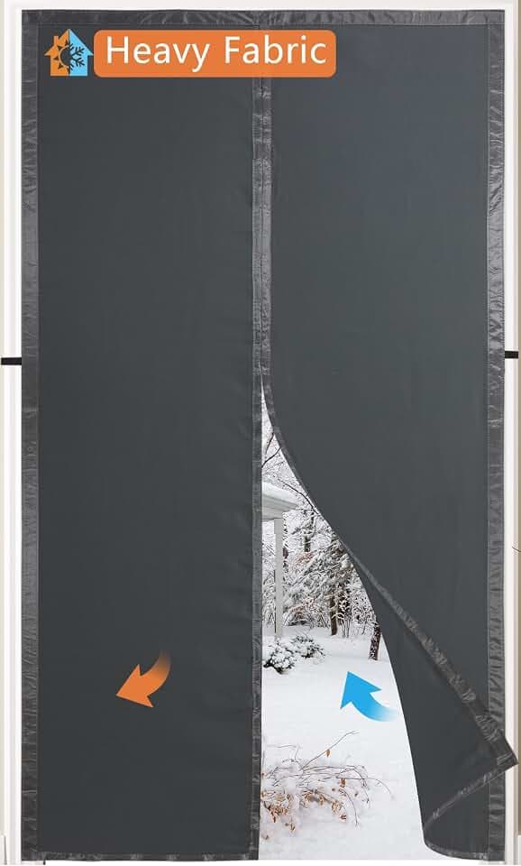 Reinforced Magnetic Thermal Insulated Door Curtains,Thicker Layered Fabric
