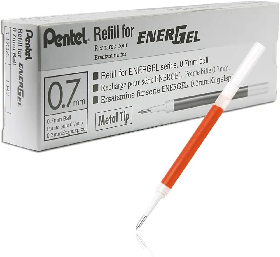 Pentel EnerGel LR7 Nachfüllmine für 0.7 mm Gelschreiber, orange (12 Stück)
