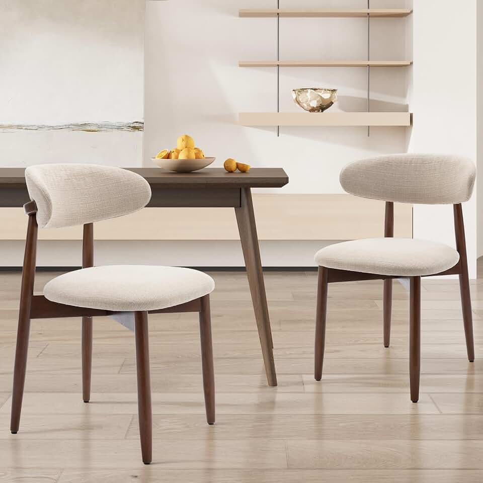 COLAMY Moderne Esszimmerstühle Set mit Holzbeinen - Gepolsterter Stoff Esszimmerstühle mit gebogener Rückenlehne, weichem Polstersitz und stabilem Gummibaumholzrahmen für Küche, Wohnzimmer oder Café