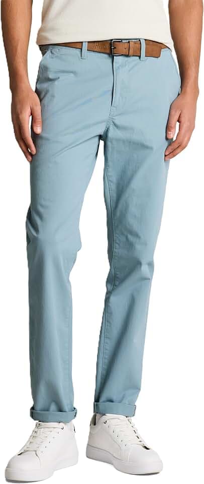 Tom Tailor Denim Herren Slim Chino Hose mit Gürtel