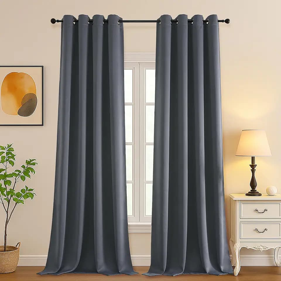 Simplebrand Grey Extra Long 10ft Curtains for Patio 120 Inches Long 2 Panels Set, Room Darkening Light Blocking Solid Thermal Insulated Energy Saving Grommet Noise Reducing Curtains, 50 Wx120 L