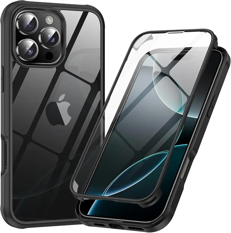 FÜR iPhone 16 PRO 360 Grad Hülle Komplettschutz mit Kameraschutz, 360 Grad für iPhone 16 PRO kompatibel mit MAGSAFE (KAMERASCHUTZ + 2X MAGSAFE Ring)