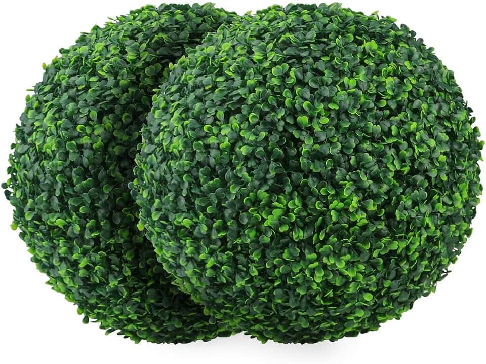 Sunnyglade 2 PCS 19.7 inch 4 Layers Artificial Plant Topiary Ball Boxwood