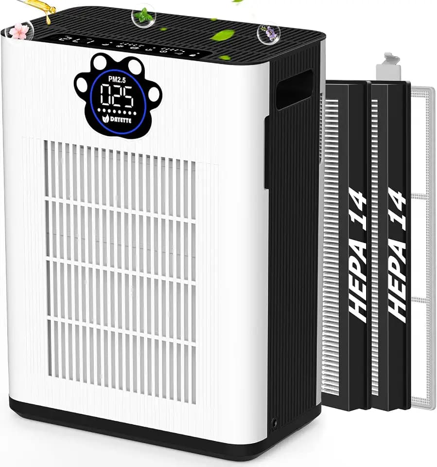 DAYETTE Pet Air Purifier for Home Large Room 3400 Ft², TVOC & PM2.5 Sensors