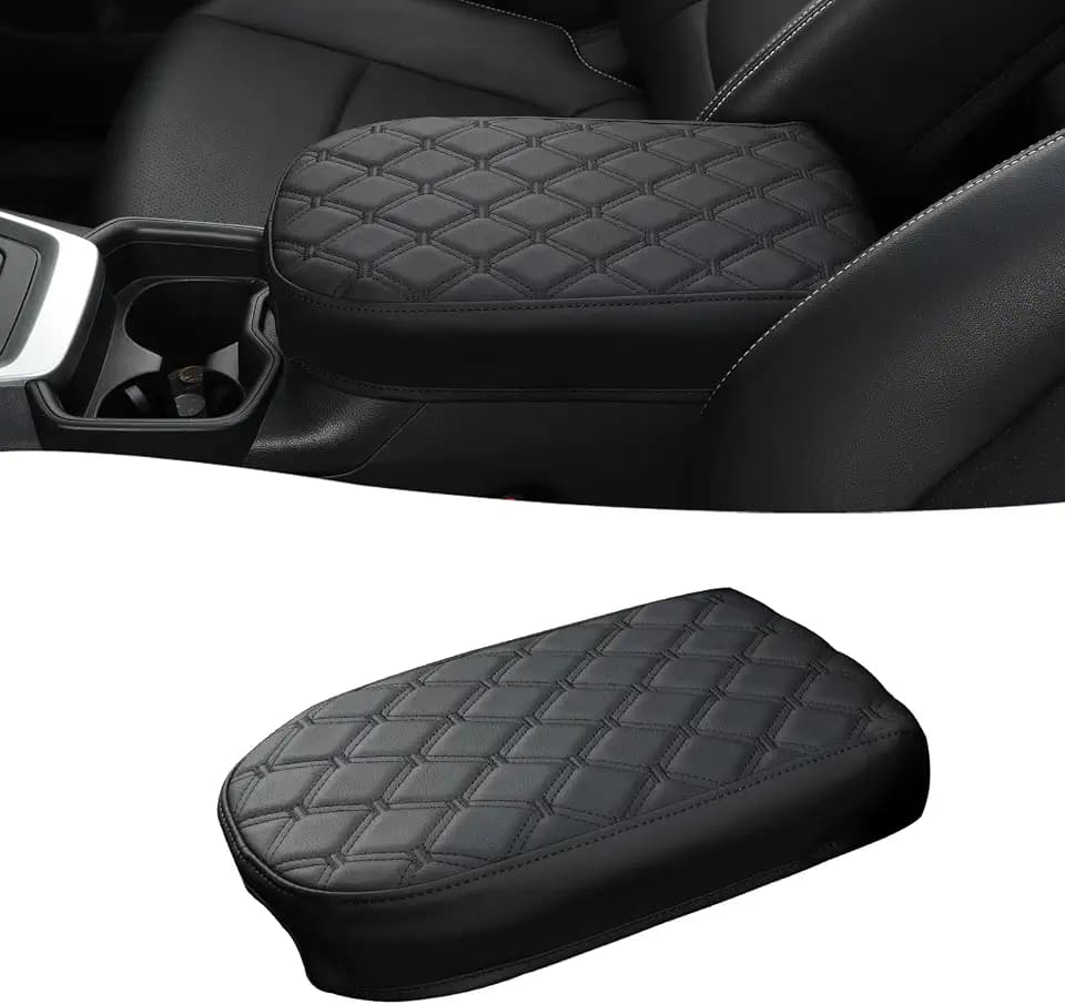 GIANT PANDA Custom Fit Car Center Console Armrest Cover for Toyota RAV4 2019 2020 2021 2022 2023 2024 2025,Waterproof Faux Leather Middle Console Cover - Full Protection - Black