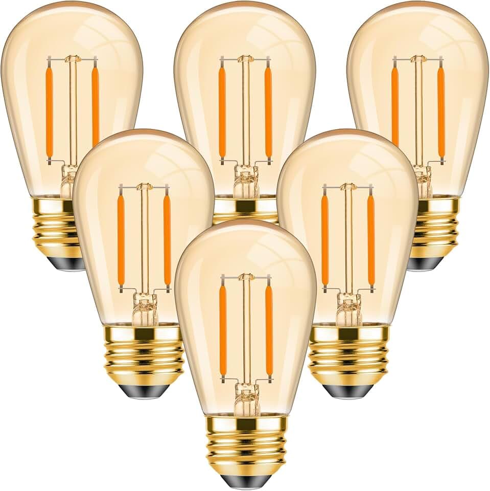 6 Stück S14 E27 Led Warmweiss Vintage Lampe 1W Edison Glühbirne Ersetzt 10W