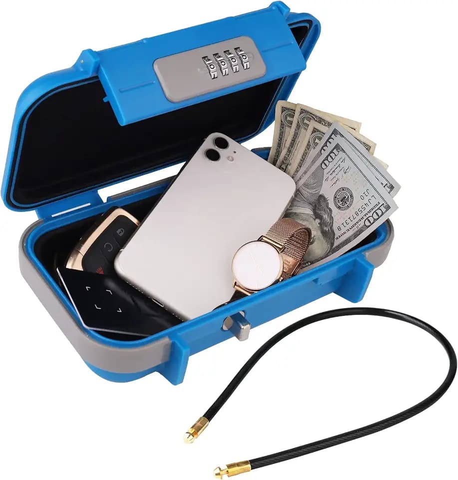 Tragbarer Safe Box, Zahlenschloss Code, wasserdichter Anti-Diebstahl-Mini-Reisesafe mit abnehmbarer Kette, tragbarer Schlosskasten für Zuhause, Büro, Geldkassette, Schlüsseltresor, Hotel, Autos