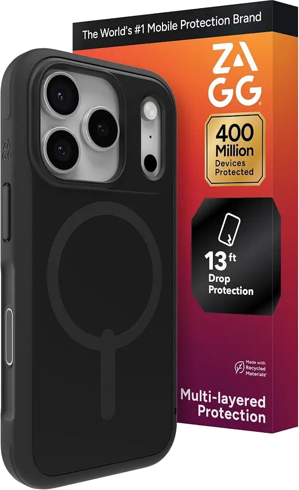 ZAGG Sedona Snap Case for iPhone 17 Pro - Flood Black, Drop Protection (13ft/4m), Graphene-Reinforced Multi-Layer Protection, MagSafe Phone Case with Impact-Absorbing Bumpers, Slim & Lightweight