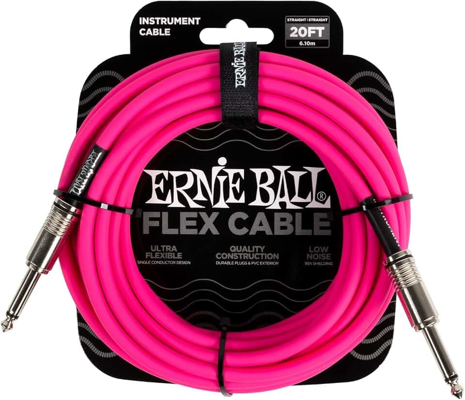 Ernie Ball Flex Instrumentenkabel Gerade/Gerade 6,1 m - Pink