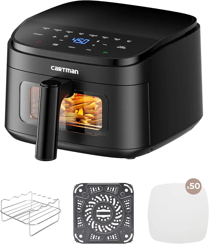 CARTMAN 4QT Small Portable Air Fryer, Ultra-Flat Mini Air Fryer 4 Quart