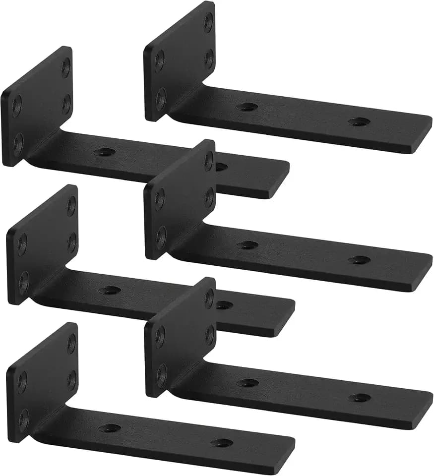6 Stück Regalhalterung 15cm Schwarz Schwerlastwinkel Regalwinkel Metall