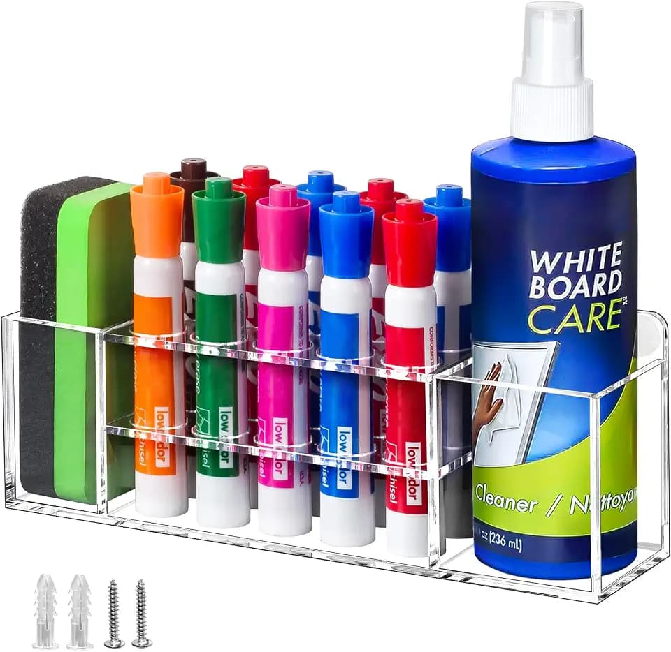 Wall Mounted Magnetic Dry Erase Marker Holder for White Board