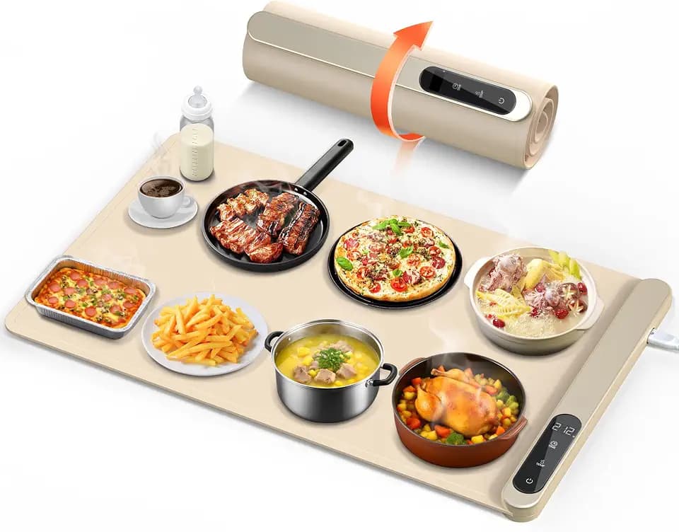 Warming Mat For Food 24"Dx16"W 500W Food Warming Mat Heat Resistant Pad Graphene 5s Rapid Food Warmers for Parties Buffet 6 Temp 6H Timer Chafing Dishes for Buffet,Auto Shut Off for Gatherings