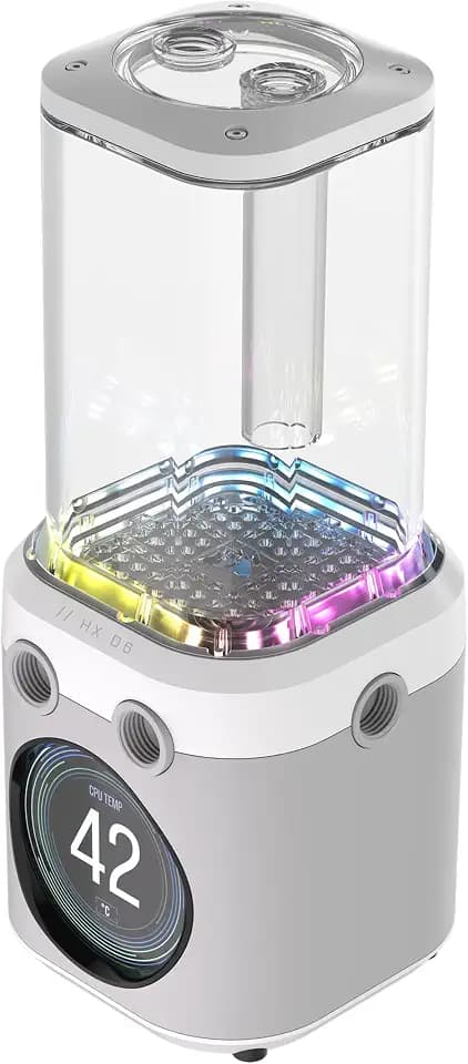 CORSAIR iCUE Link XD6 RGB Elite LCD Pump/Reservoir Unit – FlowDrive Max Pump, 480x480 IPS LCD Screen, Built-in Temperature Sensor, 22 Addressable RGB LEDs, 440ml Nylon Reservoir – White
