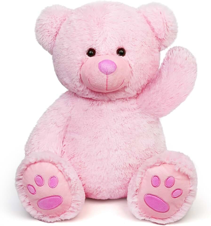 LotFancy Teddy Bear Stuffed Animals, 20 inch Soft Plush Toy, Pink