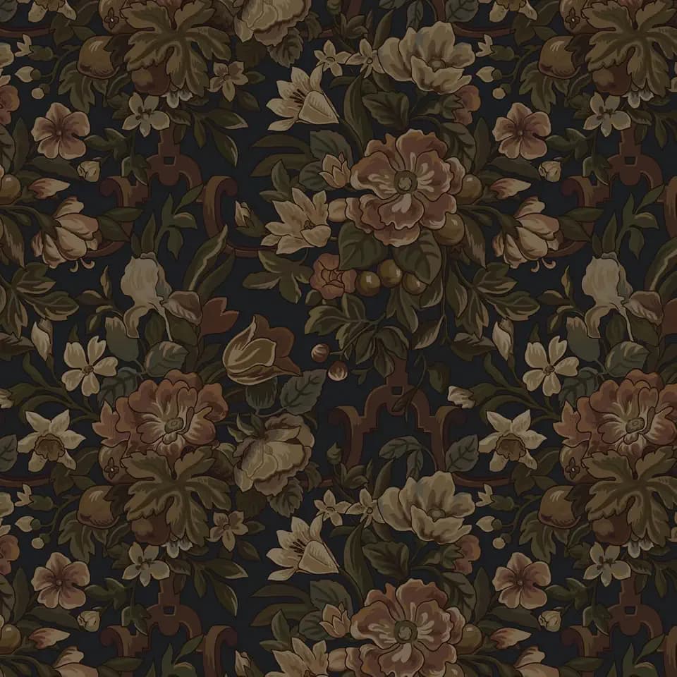Dimoon Vintage Peel and Stick Wallpaper Dark Blue Floral Contact Paper 16.1"x591" Retro Victorian Dark Academia Wallpaper for Bedroom Moody Cottage Core Wall Paper Removable Waterproof Vinyl Roll