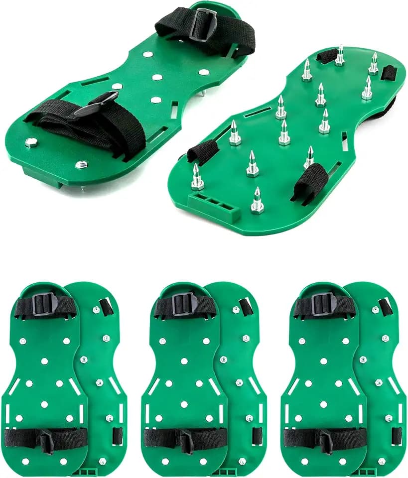 QWORK Gunite Spiked Shoes With 3/4” Short Spikes Perfect For Epoxy Floor, Overlays, Cover Installation, Green Color (Pair)
