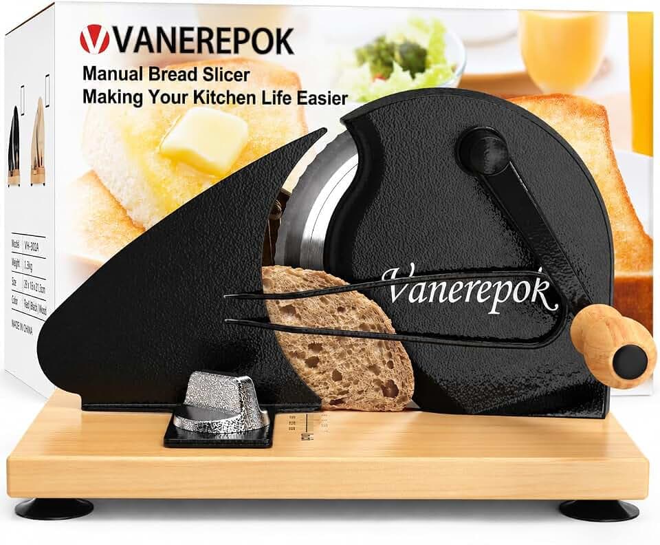 vanerepok Manual Bread Slicer Adjustable Thickness for Homemade Sourdough