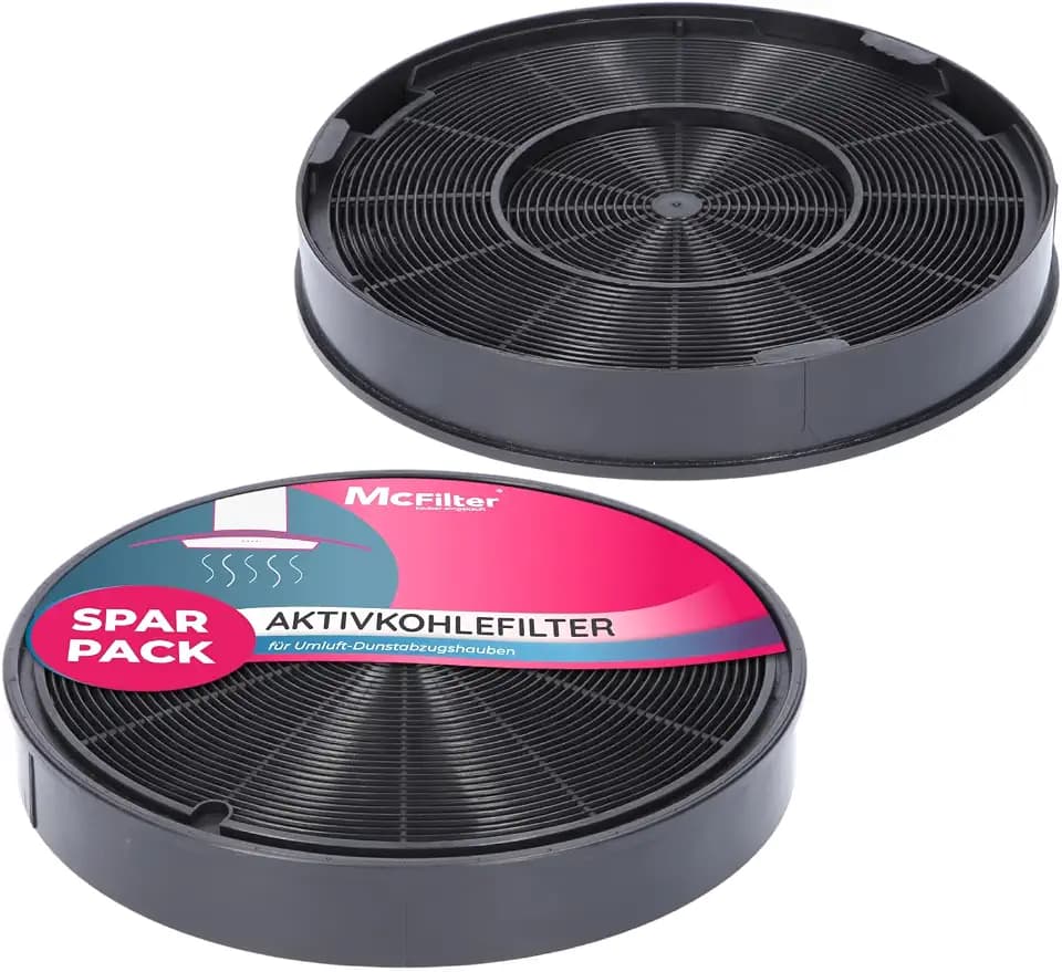 McFilter I 2x Aktivkohlefilter Ø 200mm für Dunstabzugshaube Alternative für AEG/Electrolux 9029793578 EFF62, Franke 112.0016.755, Bosch/Siemens/NEFF 00748732 00748733 DHZ5316, Miele 06532971 DKF14-1