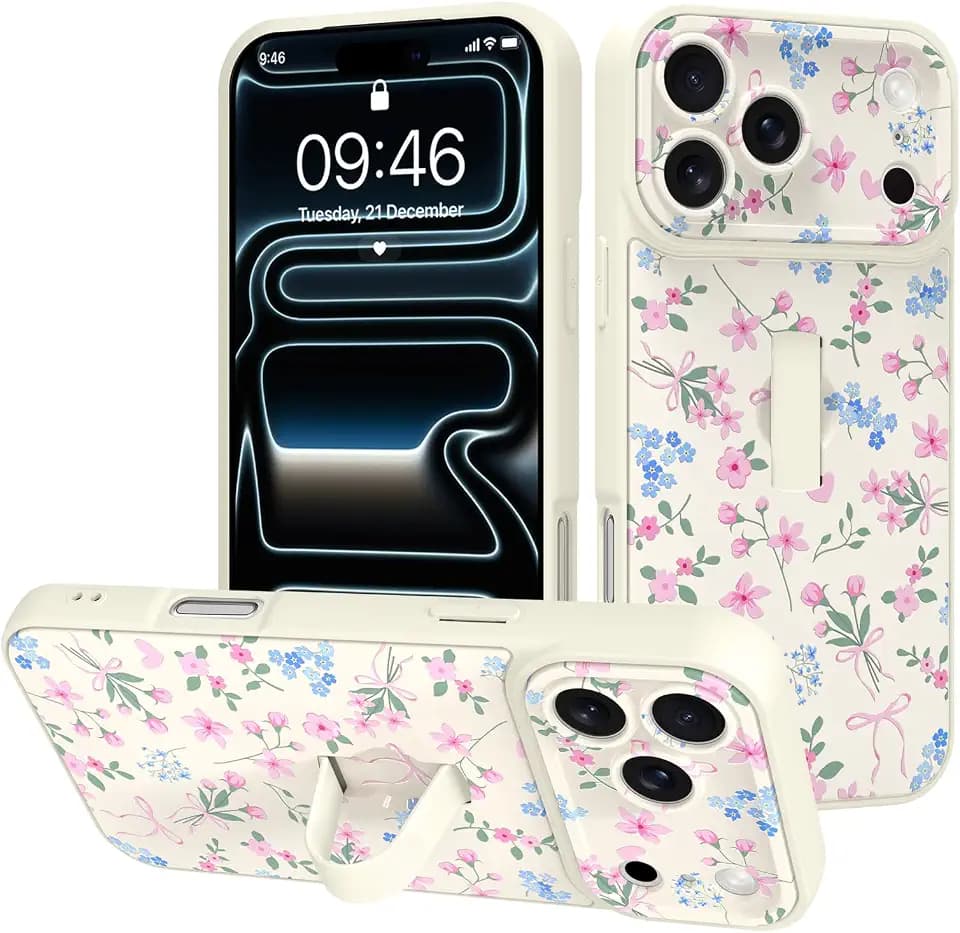 for iPhone iPhone 17 Pro Max Case with Kickstand, White