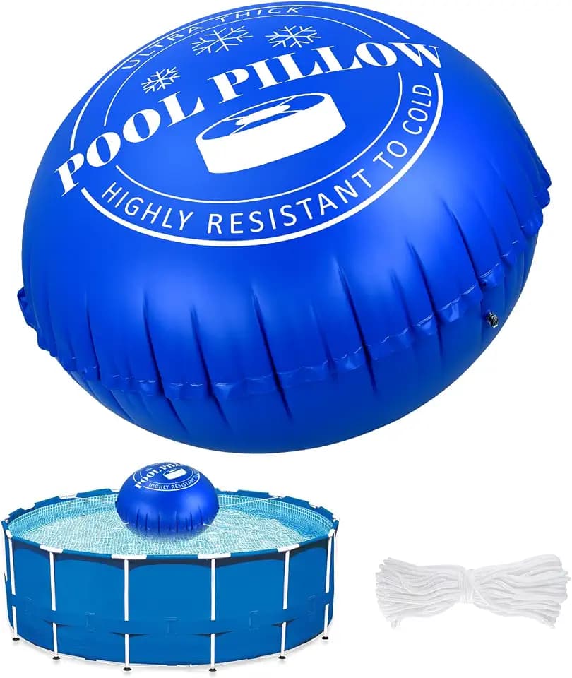 5 x 5 Ft Pool Pillows for Above Ground Pools with 66 Ft Rope, 0.5mm PVC Cold-Resistant for Closing Winter, Winterize Pool Closing Kit Winter Pool Cover Pillow No Leak