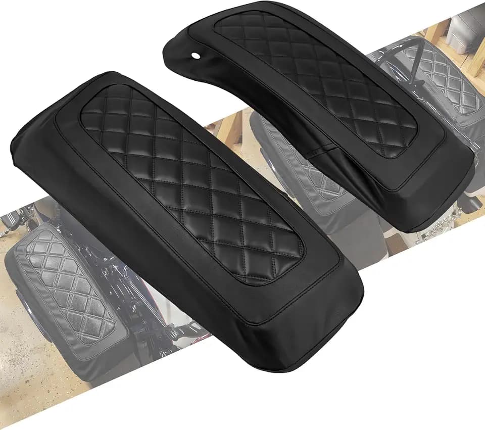 Saddlebag Lid Covers Hard Saddle Bags Lid Bra Covers Fit For Harley Touring Street Glide CVO Road King Electra Glide Ultra Limited Road King Special 2014-2025 (Black Stitching)